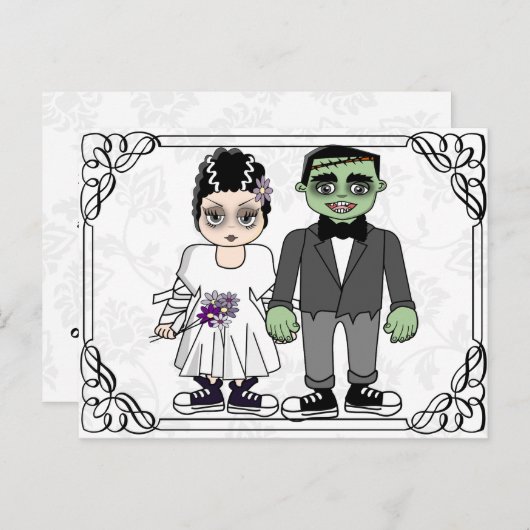 おもしろい可愛い予算結婚式招待状 インビテーションポストカード (正面/裏面)