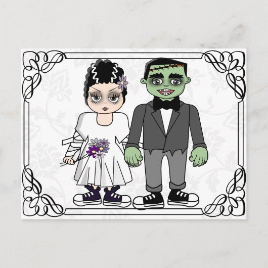 おもしろい可愛い予算結婚式招待状 インビテーションポストカード (正面)