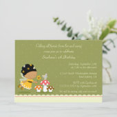 おもしろい可愛い女の子の誕生日パーティーの招待 招待状 (スタンド正面)