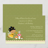 おもしろい可愛い女の子の誕生日パーティーの招待 招待状 (正面/裏面)