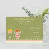 おもしろい可愛い女の子の誕生日パーティーの招待 招待状 (スタンド正面)