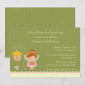 おもしろい可愛い女の子の誕生日パーティーの招待 招待状 (正面/裏面)