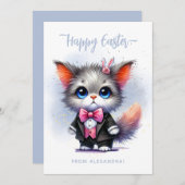 おもしろい可愛い子猫inタキシードハッピーイースター シーズンカード (正面/裏面)