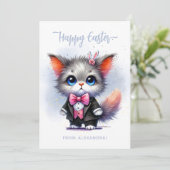 おもしろい可愛い子猫inタキシードハッピーイースター シーズンカード (スタンド正面)