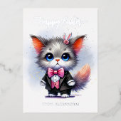 おもしろい可愛い子猫inタキシードハッピーイースター 箔シーズンカード (正面)