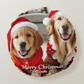 おもしろい可愛い家族のモダンクリスマス装飾用クッション ラウンドクッション (裏面)