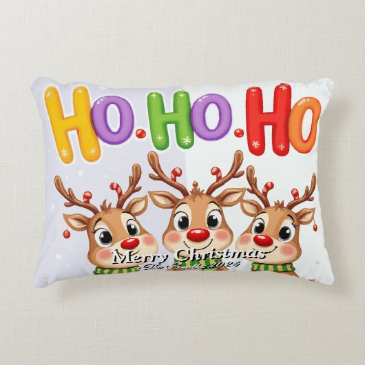 おもしろい可愛い家族モダン写真クリスマス アクセントクッション (正面)