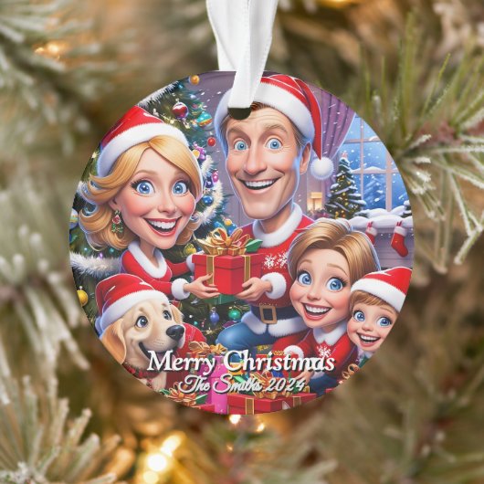 おもしろい可愛い家族モダン写真クリスマス オーナメント (ツリー)