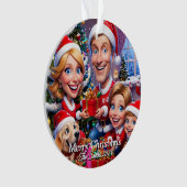 おもしろい可愛い家族モダン写真クリスマス オーナメント (正面)