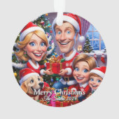 おもしろい可愛い家族モダン写真クリスマス オーナメント (裏面)