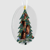 おもしろい可愛い家族モダン写真クリスマス オーナメント (正面)