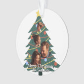 おもしろい可愛い家族モダン写真クリスマス オーナメント (正面)