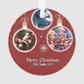 おもしろい可愛い家族モダン写真クリスマス オーナメント (裏面)
