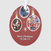 おもしろい可愛い家族モダン写真クリスマス オーナメント (正面)