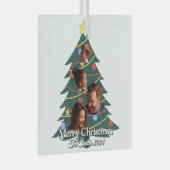 おもしろい可愛い家族モダン写真クリスマス ガラスオーナメント (正面右)