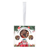 おもしろい可愛い家族モダン写真クリスマス キューブオーナメント (右)