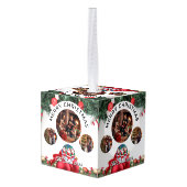 おもしろい可愛い家族モダン写真クリスマス キューブオーナメント (裏面アングル)