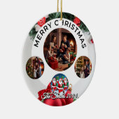 おもしろい可愛い家族モダン写真クリスマス セラミックオーナメント (右)