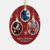 おもしろい可愛い家族モダン写真クリスマス セラミックオーナメント (右)