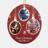 おもしろい可愛い家族モダン写真クリスマス セラミックオーナメント (左)