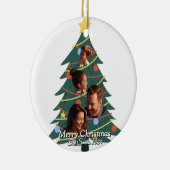 おもしろい可愛い家族モダン写真クリスマス セラミックオーナメント (右)