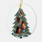 おもしろい可愛い家族モダン写真クリスマス セラミックオーナメント (左)