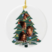 おもしろい可愛い家族モダン写真クリスマス セラミックオーナメント (裏面)