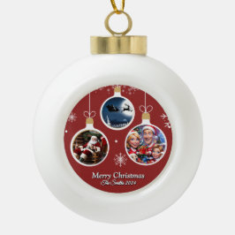 おもしろい可愛い家族モダン写真クリスマス セラミックボールオーナメント
