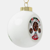 おもしろい可愛い家族モダン写真クリスマス セラミックボールオーナメント (左)