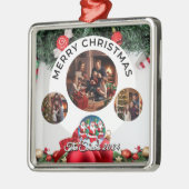 おもしろい可愛い家族モダン写真クリスマス メタルオーナメント (左)