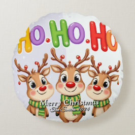 おもしろい可愛い家族モダン写真クリスマス ラウンドクッション
