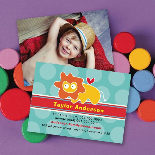 おもしろい可愛い漫画カラフル獅子のプロフィール写真 コーリングカード