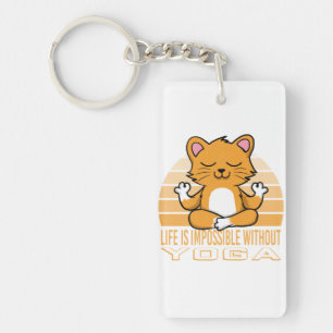 おもしろい可愛い猫ヨガ。ヨガおもしろい引用文 キーホルダー