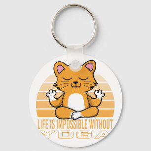 おもしろい可愛い猫ヨガ。ヨガおもしろい引用文 キーホルダー