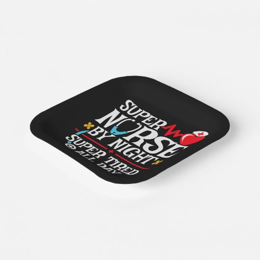 おもしろい可愛い疲すごいれたナースデイナイトシフト ペーパープレート (傾斜あり)