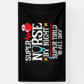 おもしろい可愛い疲すごいれたナースデイナイトシフト 横断幕 (縦)