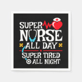 おもしろい可愛い疲れすごいたナースデイシフトナイト スタンダードカクテルナプキン (正面)