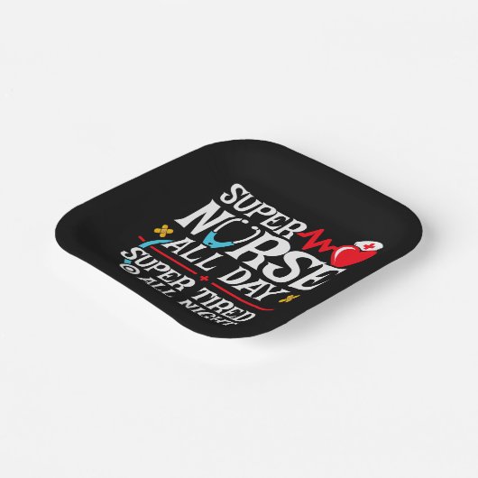 おもしろい可愛い疲れすごいたナースデイシフトナイト ペーパープレート (傾斜あり)