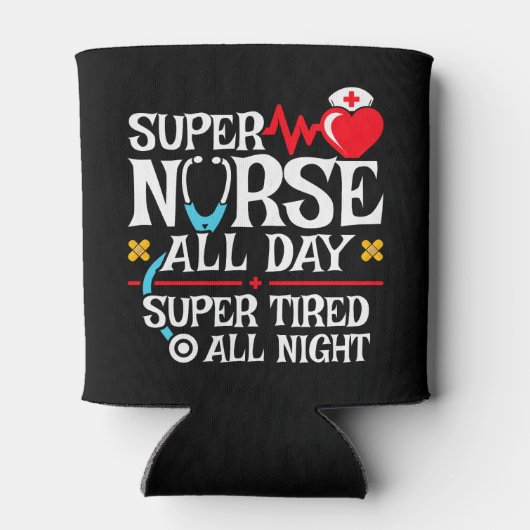 おもしろい可愛い疲れすごいたナースデイシフトナイト 缶クーラー (裏面)