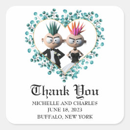 おもしろい可愛い結婚パンク スクエアシール