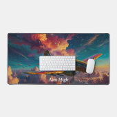 おもしろい可愛い飛行機カラフル雲 デスクマット (キーボード&マウス)