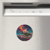 おもしろい可愛い飛行機カラフル雲 マグネット (インサイチュ (食洗機))