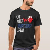 おもしろい可愛食べい睡眠夜間変速リピートナース Tシャツ (正面)