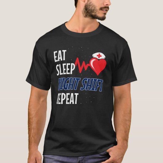 おもしろい可愛食べい睡眠夜間変速リピートナース Tシャツ (正面)