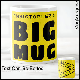 おもしろい名前をカスタムするのBig Mug Caution Tape 001 ジャンボコーヒーマグカップ