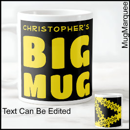 おもしろい名前をカスタムするのBig Mug Caution Tape 002 ジャンボコーヒーマグカップ
