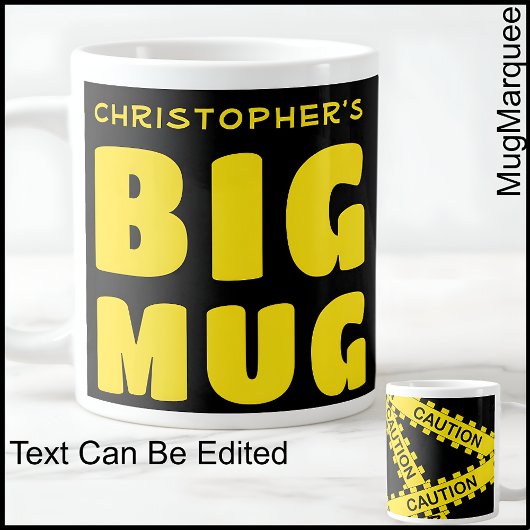 おもしろい名前をカスタムするのBig Mug Caution Tape 002 ジャンボコーヒーマグカップ