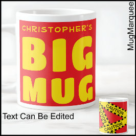 おもしろい名前をカスタムするのBig Mug Caution Tape 003 ジャンボコーヒーマグカップ