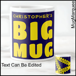 おもしろい名前をカスタムするのBig Mug Caution Tape 004 ジャンボコーヒーマグカップ
