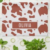 おもしろい名前をカスタムするアイルシャーカウズアニマルプリントパターン キッチンタオル (折り畳み)